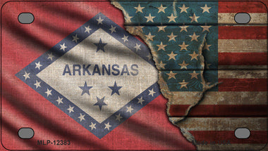 Arkansas/American Flag Novelty Mini Metal License Plate Tag