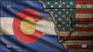 Colorado/American Flag Novelty Mini Metal License Plate Tag
