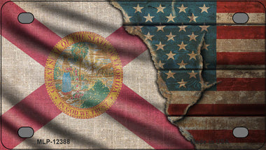Florida/American Flag Novelty Mini Metal License Plate Tag