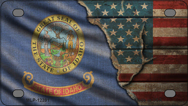 Idaho/American Flag Novelty Mini Metal License Plate Tag