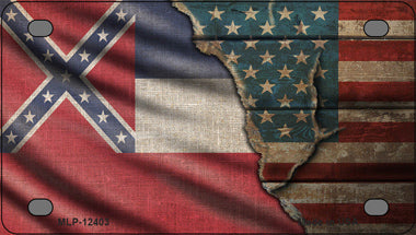 Mississippi/American Flag Novelty Mini Metal License Plate Tag