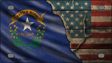 Nevada/American Flag Novelty Mini Metal License Plate Tag