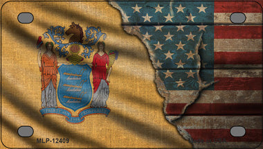 New Jersey/American Flag Novelty Mini Metal License Plate Tag