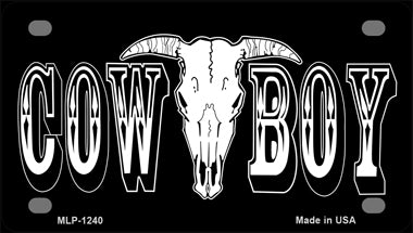 Cowboy Longhorn Skull Novelty Mini Metal License Plate Tag