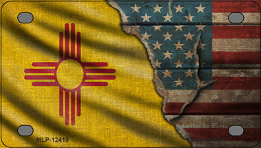 New Mexico/American Flag Novelty Mini Metal License Plate Tag