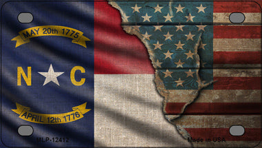 North Carolina/American Flag Novelty Mini Metal License Plate Tag