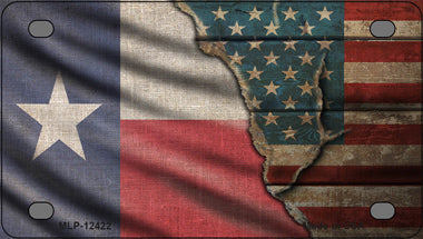 Texas/American Flag Novelty Mini Metal License Plate Tag