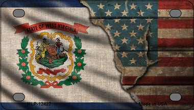 West Virginia/American Flag Novelty Mini Metal License Plate Tag
