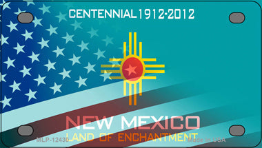 New Mexico Half American Flag Novelty Mini Metal License Plate Tag