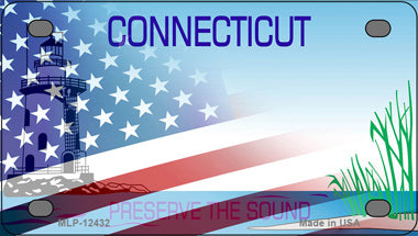 Connecticut Half American Flag Novelty Mini Metal License Plate Tag