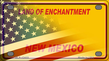 New Mexico Yellow Half American Flag Novelty Mini Metal License Plate Tag