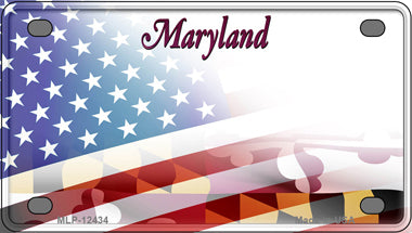 Maryland Half American Flag Novelty Mini Metal License Plate Tag