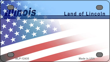 Illinois Half American Flag Novelty Mini Metal License Plate Tag