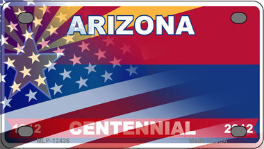 Arizona Centennial American Flag Novelty Mini Metal License Plate Tag