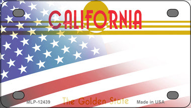 California Half American Flag Novelty Mini Metal License Plate Tag