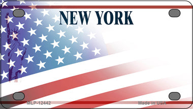 New York Liberty Half American Flag Novelty Mini Metal License Plate Tag