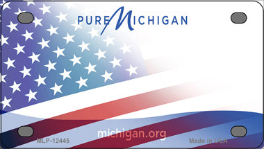 Pure Michigan Half American Flag Novelty Mini Metal License Plate Tag