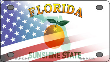 Florida Half American Flag Novelty Mini Metal License Plate Tag