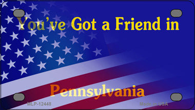 Pennsylvania Half American Flag Novelty Mini Metal License Plate Tag