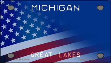 Michigan Great Lakes Half American Flag Novelty Mini Metal License Plate Tag