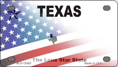 Texas Half American Flag Novelty Mini Metal License Plate Tag