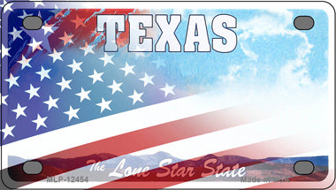 Texas Lone Star Half American Flag Novelty Mini Metal License Plate Tag