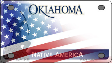 Oklahoma Half American Flag Novelty Mini Metal License Plate Tag