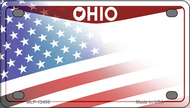 Ohio Half American Flag Novelty Mini Metal License Plate Tag