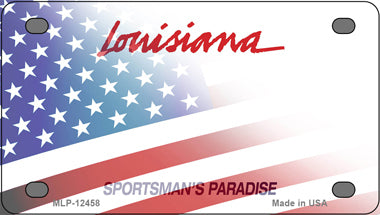 Louisiana Half American Flag Novelty Mini Metal License Plate Tag