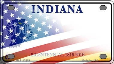 Indiana Half American Flag Novelty Mini Metal License Plate Tag