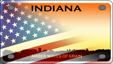 Indiana Amber Waves Half American Flag Novelty Mini Metal License Plate Tag