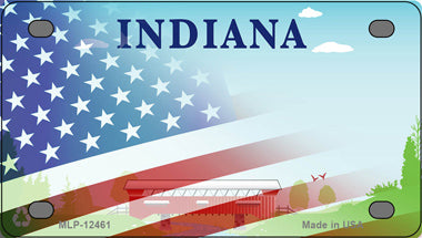 Indiana Bridge Half American Flag Novelty Mini Metal License Plate Tag