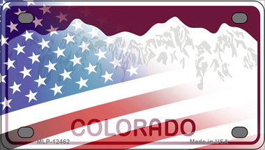 Colorado Half American Flag Novelty Mini Metal License Plate Tag
