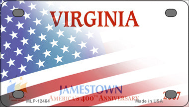 Virginia Half American Flag Novelty Mini Metal License Plate Tag