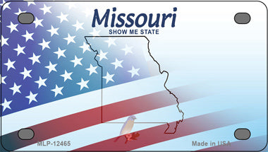 Missouri Half American Flag Novelty Mini Metal License Plate Tag