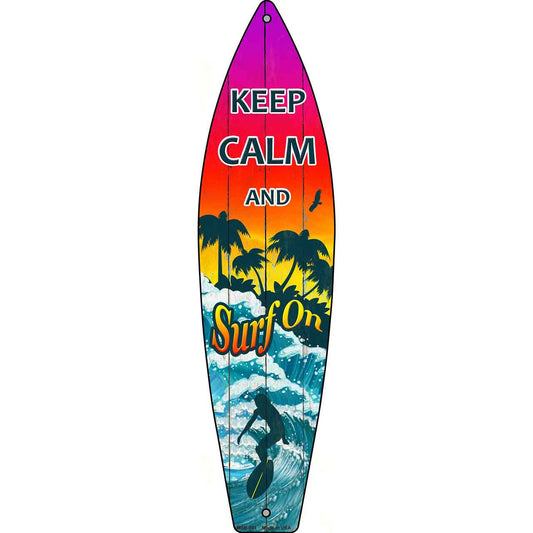 Keep Calm Surf On Novelty Mini Metal Surfboard MSB-041