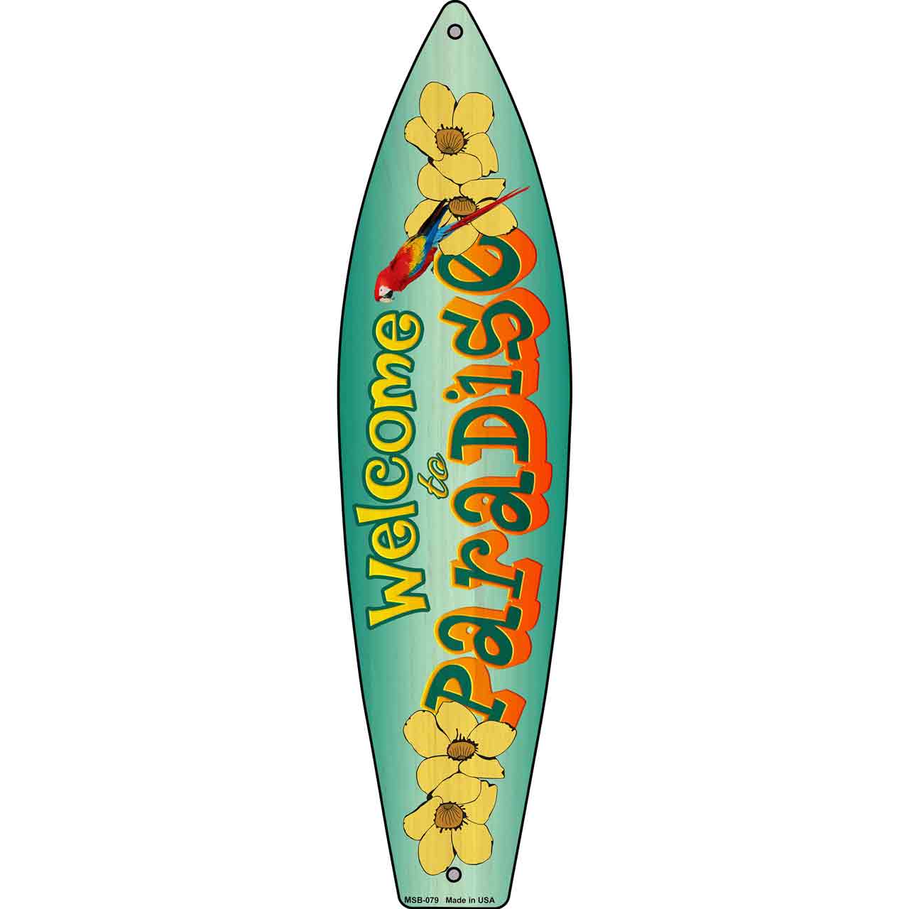 Welcome To Paradise Novelty Mini Metal Surfboard MSB-079