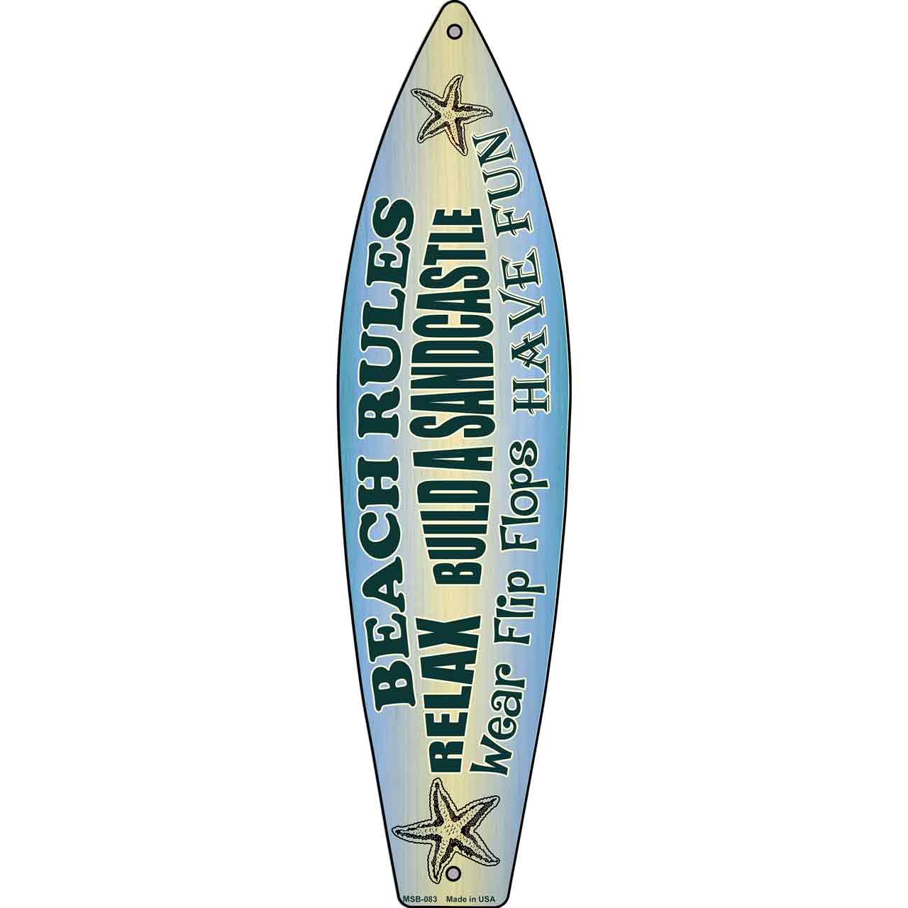 Beach Rules Novelty Mini Metal Surfboard MSB-083