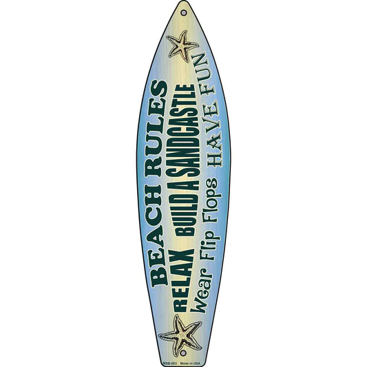 Beach Rules Novelty Mini Metal Surfboard MSB-083