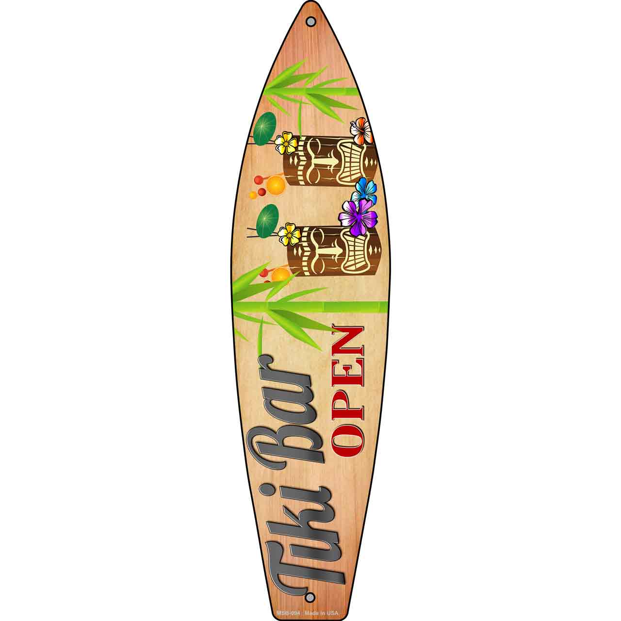 Tiki Bar Open Novelty Mini Metal Surfboard MSB-094