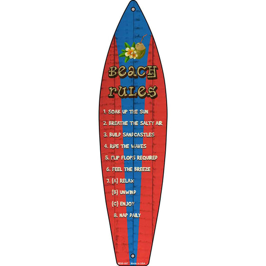 Beach Rules Novelty Mini Metal Surfboard MSB-097