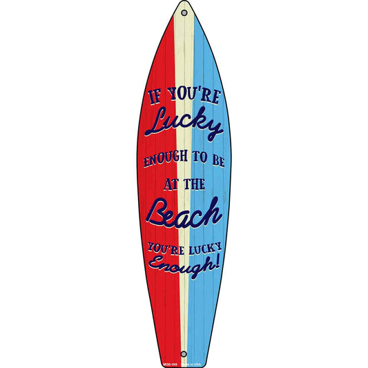 Lucky To Be At The Beach Novelty Mini Metal Surfboard MSB-098