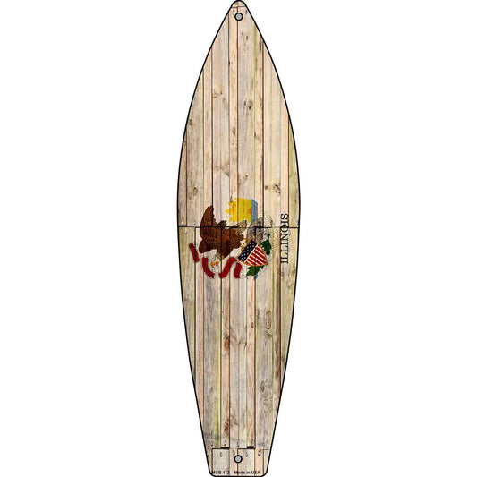Illinois State Flag Novelty Mini Metal Surfboard MSB-112