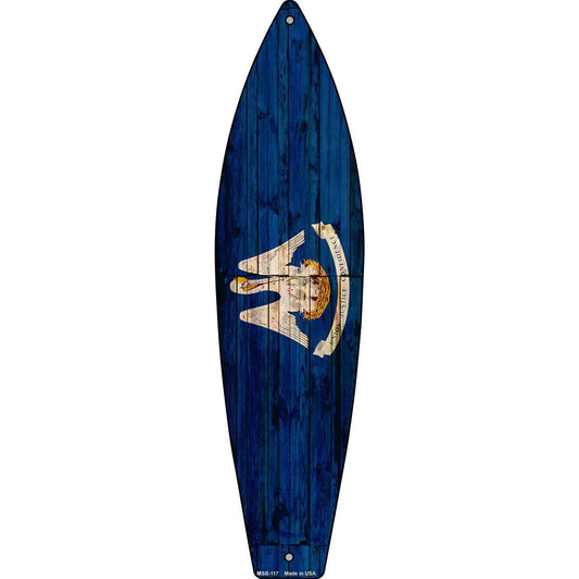 Louisiana State Flag Novelty Mini Metal Surfboard MSB-117