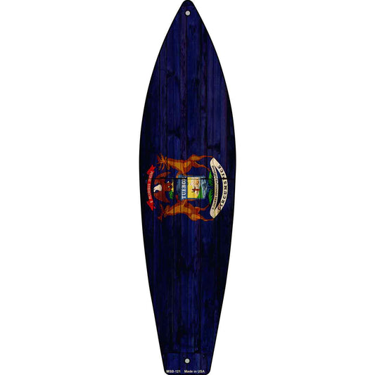 Michigan State Flag Novelty Mini Metal Surfboard MSB-121