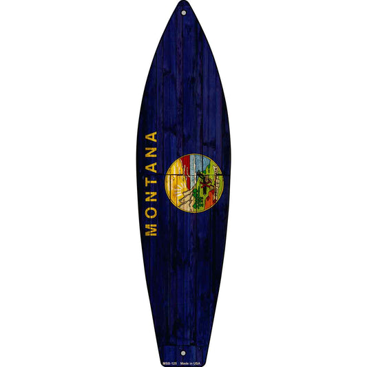 Montana State Flag Novelty Mini Metal Surfboard MSB-125