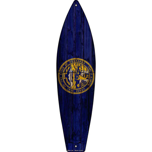 Nebraska State Flag Novelty Mini Metal Surfboard MSB-126