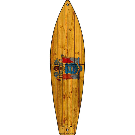 New Jersey State Flag Novelty Mini Metal Surfboard MSB-129