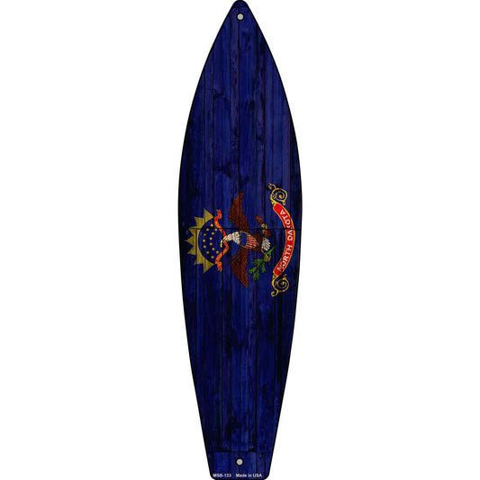 North Dakota State Flag Novelty Mini Metal Surfboard MSB-133