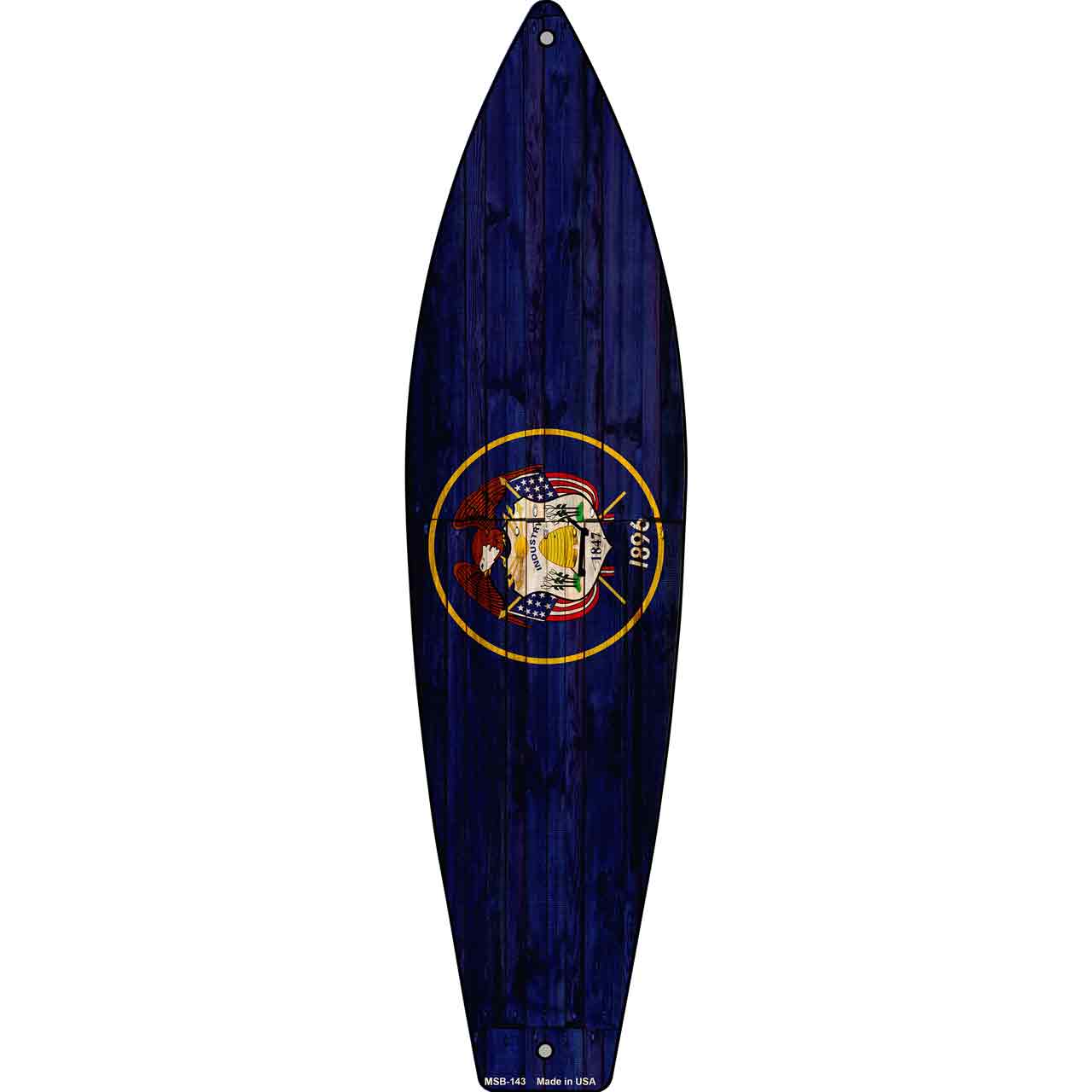 Utah State Flag Novelty Mini Metal Surfboard MSB-143